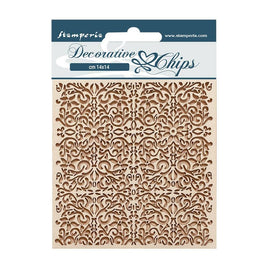 Vintage Library Pattern - Stamperia Decorative Chips 5.5"X5.5"