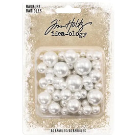 Tim Holtz Idea-ology Pearl Baubles 60pcs - Undrilled Cream Pearls