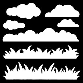 Grass & Clouds - Woodware Stencil 6"X6"