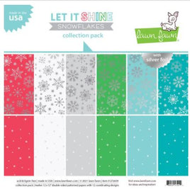 Let It Shine Snowflakes, W/Silver Foil - Lawn Fawn Double-Sided Collection Pack 12"X12" 12/Pkg