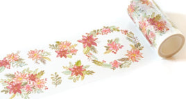 Pinkfresh Studio Washi Tape 4"X11yd Poinsettia W/Foiled Accents