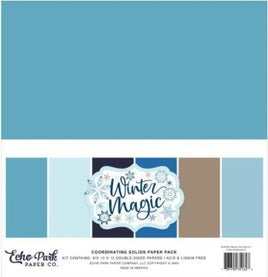 Winter Magic, 6 Colors - Echo Park Double-Sided Solid Cardstock 12"X12" 6/Pkg