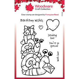 Singles Birthday Snails - Woodware Clear Stamp 4"X6"