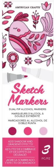 AC Sketch Markers Dual-Tip Alcohol Markers 3/Pkg   Bubblegum