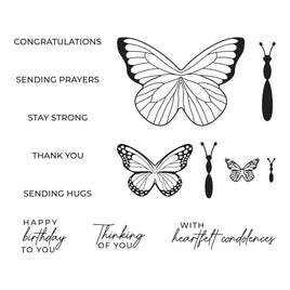 Butterfly Sentiments- Bibi'sBe Bold Blooms Butterflies - Spellbinders Clear Stamp Set By Bibi Cameron