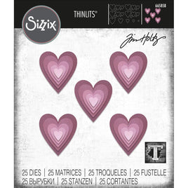 Stacked Tiles Hearts - Sizzix Thinlits Dies By Tim Holtz 25/Pkg