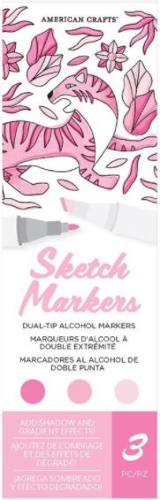 AC Sketch Markers Dual-Tip Alcohol Markers 3/Pkg  Cotton Candy