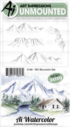 WC Mountain - Art Impressions Watercolor Cling Rubber Stamps