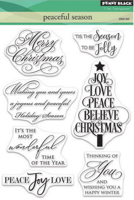 Penny Black Peaceful Season Sentiments Clear Stamp Set