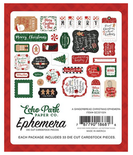 Echo Park  A Gingerbread Christmas Ephemera Die Cut Pieces