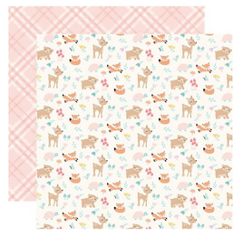 Echo Park - Hello Baby Girl Collection - 12 x 12 Double Sided Paper - Woodland Friends