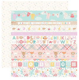 Echo Park - Hello Baby Girl Collection - 12 x 12 Double Sided Paper - Border Strips
