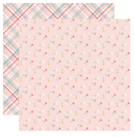 Echo Park - Hello Baby Girl Collection - 12 x 12 Double Sided Paper - Girl Diaper Pins