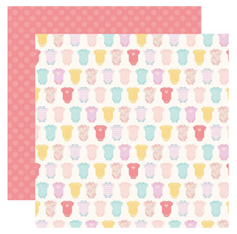 Echo Park - Hello Baby Girl Collection - 12 x 12 Double Sided Paper - Onesies