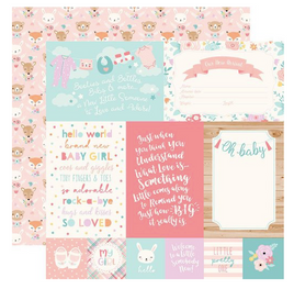 Echo Park - Hello Baby Girl Collection - 12 x 12 Double Sided Paper - 4 x 6 Journaling Cards