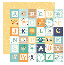 Echo Park - Hello Baby Boy Collection - 12 x 12 Double Sided Paper - Boy Alphabet Blocks