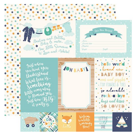 Echo Park - Hello Baby Boy Collection - 12 x 12 Double Sided Paper - 4 x 6 Journaling Cards